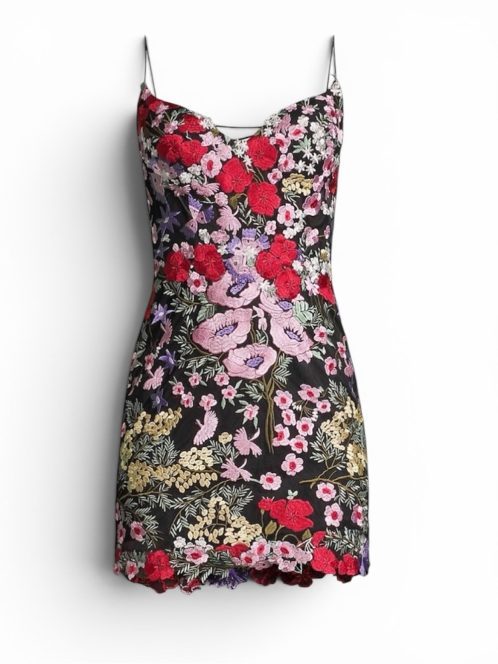 NWT Mac Duggal Heavily Embroidered Mini Lace-up Strappy Slip Dress Size 10